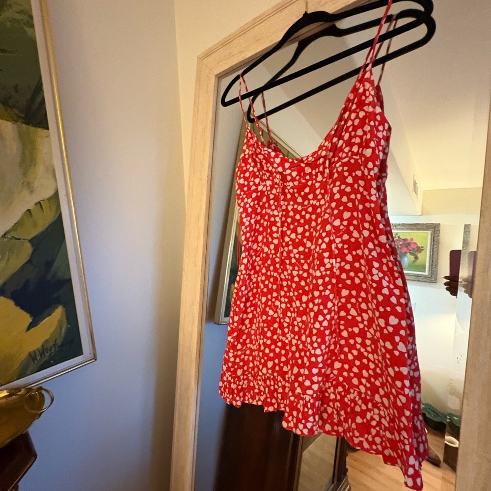 From Future Red Heart Print Dress